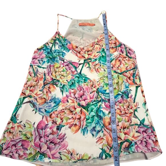 Women's Rodeo Show Colorful Floral Tank Size 10 Spaghetti Top Racerback - Picture 6 of 8